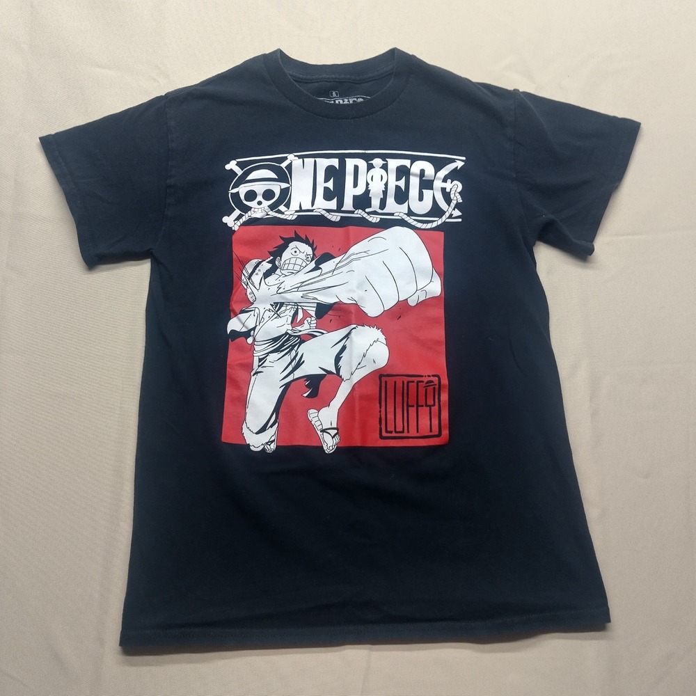 Ripple Junction One Piece Luffy Graphic T-Shirt Mens Small Black Anime Tee